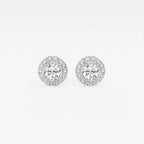 Round Lab Grown Diamond Bezel Set Halo Certified Stud Earrings