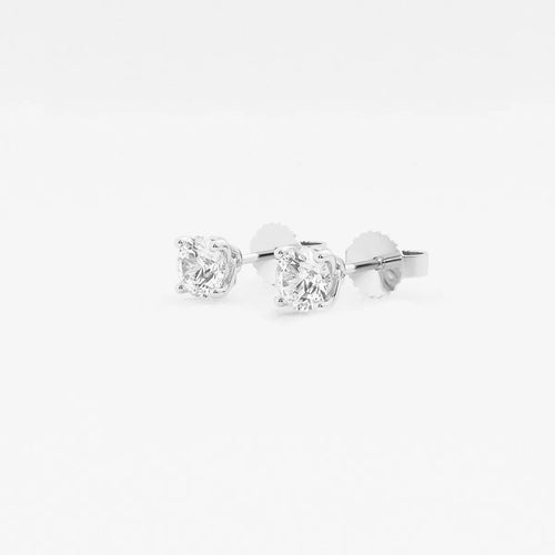 Round Lab Grown Diamond Twisted Floral Solitaire Certified Stud Earrings
