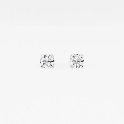 Round Lab Grown Diamond Twisted Floral Solitaire Certified Stud Earrings