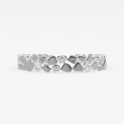 Multi-Shape Lab Grown Diamond Pebbles Hinged Bangle Bracelet