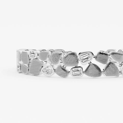 Multi-Shape Lab Grown Diamond Pebbles Hinged Bangle Bracelet