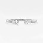 Pear Lab Grown Diamond Hinged Open Pave Bangle Bracelet