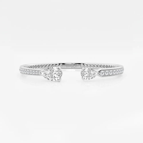 Pear Lab Grown Diamond Hinged Open Pave Bangle Bracelet