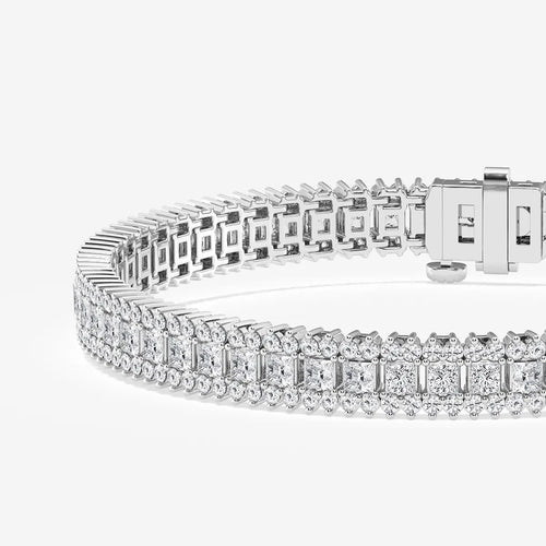 Princess Lab Grown Diamond Railroad Bracelet