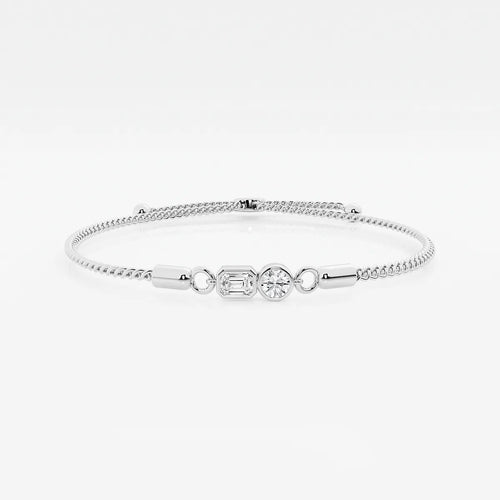 Toi Et Moi Emerald and Round Bezel Bolo Bracelet