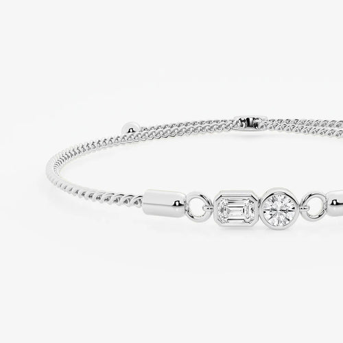 Toi Et Moi Emerald and Round Bezel Bolo Bracelet