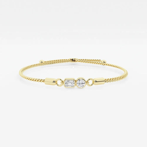 Toi Et Moi Emerald and Round Bezel Bolo Bracelet