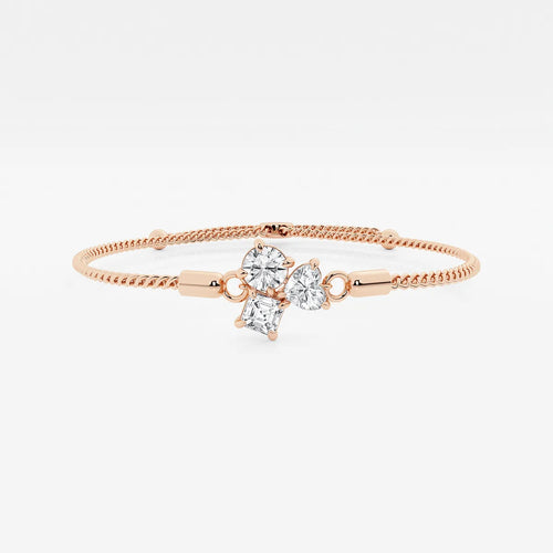 Multi-Shape Lab Grown Diamond Three Stone Bolo Bracelet