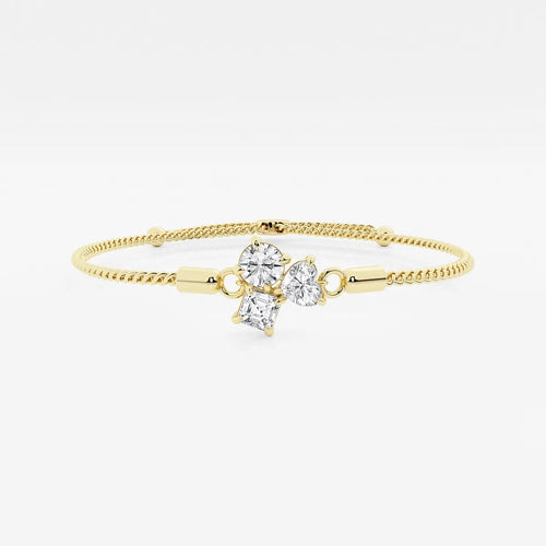 Multi-Shape Lab Grown Diamond Three Stone Bolo Bracelet