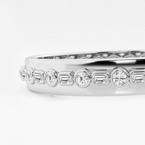 Round and Emerald Lab Grown Diamond Bangle Bracelet