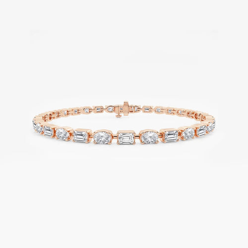 Emerald and Oval Lab Grown Diamond Alternating Bracelet