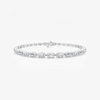 Emerald and Oval Lab Grown Diamond Alternating Bracelet