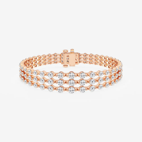 Round Lab Grown Diamond Triple Row Bracelet