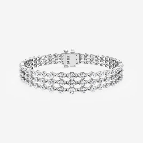 Round Lab Grown Diamond Triple Row Bracelet
