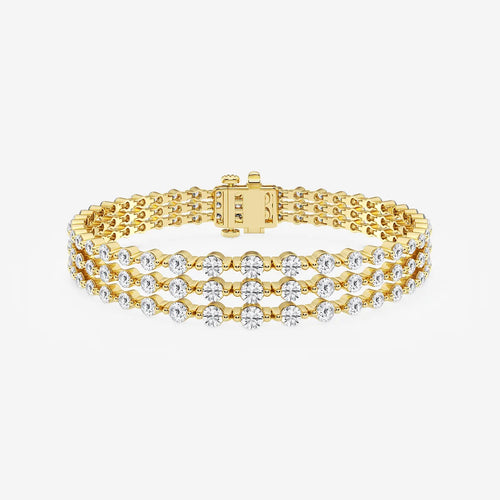 Round Lab Grown Diamond Triple Row Bracelet