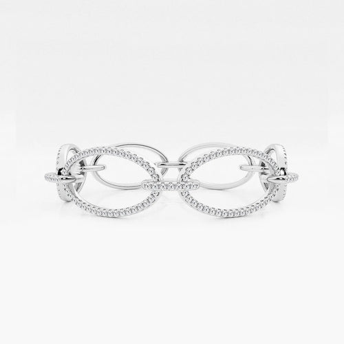 Round Lab Grown Diamond Wide Oval Shape Link Bracelet