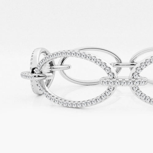 Round Lab Grown Diamond Wide Oval Shape Link Bracelet