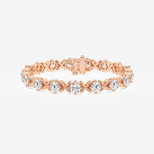 Round Lab Grown Diamond Beveled X Tennis Bracelet