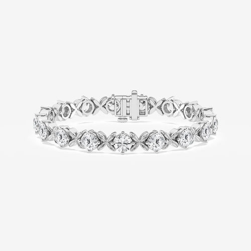 Round Lab Grown Diamond Beveled X Tennis Bracelet