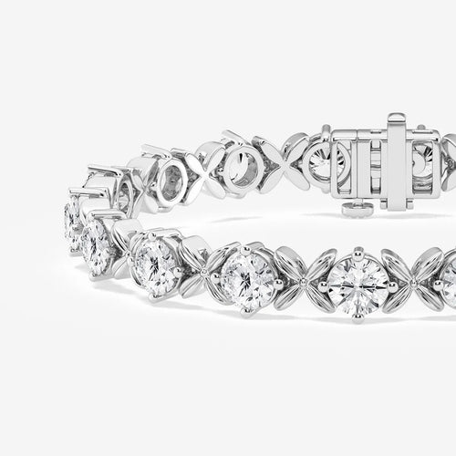 Round Lab Grown Diamond Beveled X Tennis Bracelet