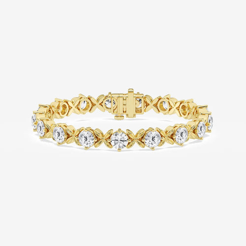Round Lab Grown Diamond Beveled X Tennis Bracelet