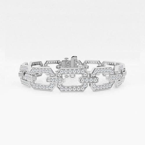 Round Lab Grown Diamond Open Link Pave Bracelet