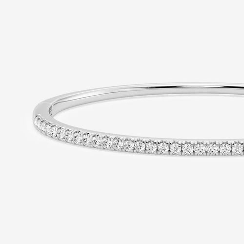 Round Lab Grown Diamond French Pave Bangle Bracelet
