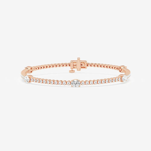 Oval Lab Grown Diamond Five Stations Tennis Bracelet