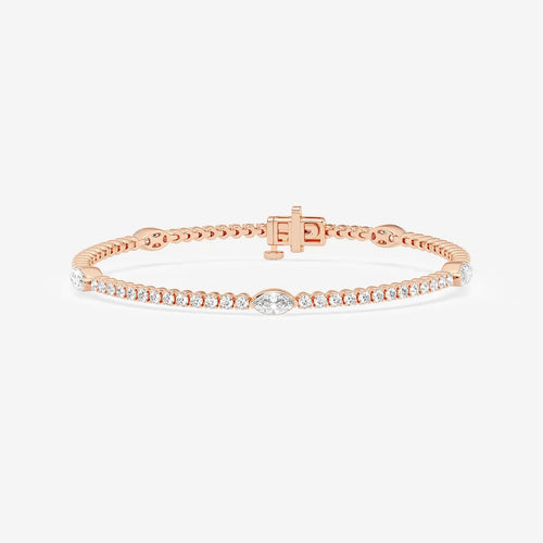 Marquise Lab Grown Diamond Five Stations Tennis Bracelet