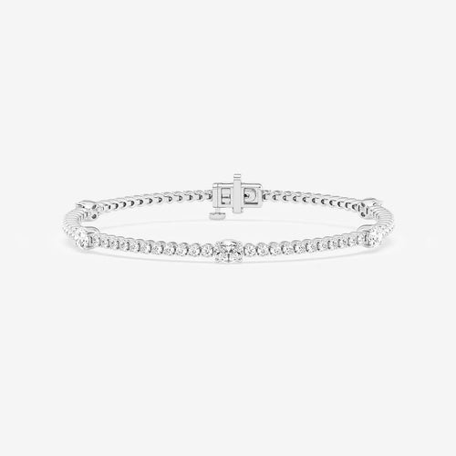 Oval Lab Grown Diamond Five Stations Tennis Bracelet