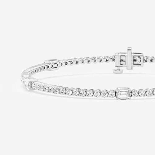 Emerald Lab Grown Diamond Five Stations Tennis Bracelet