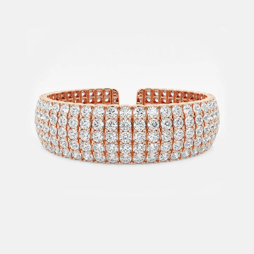Round Lab Grown Diamond Multi-Row Flex Cuff Bracelet