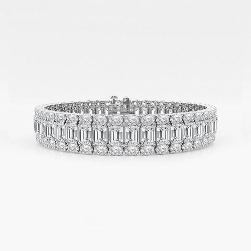 Emerald Lab Grown Diamond Three Row Bracelet