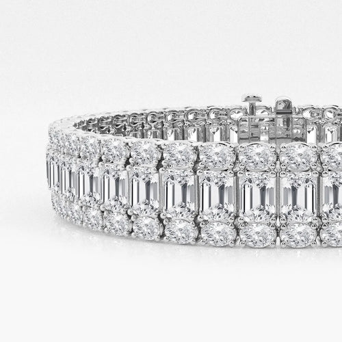 Emerald Lab Grown Diamond Three Row Bracelet