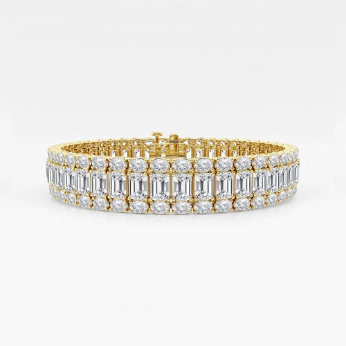 Emerald Lab Grown Diamond Three Row Bracelet