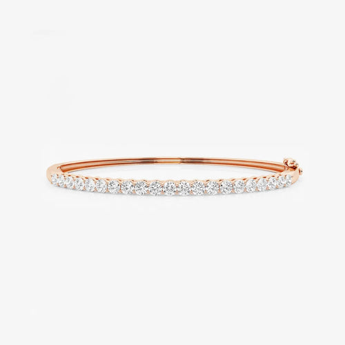 Round Lab Grown Diamond Shared Prongs Bangle Bracelet