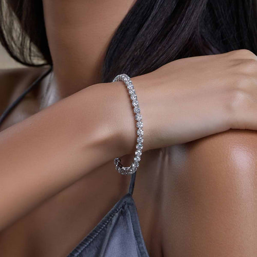 Round Lab Grown Diamond Tulip Prong Tennis Bracelet