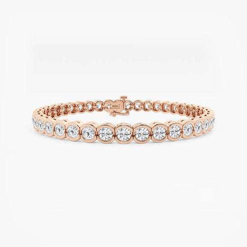 Round Lab Grown Diamond Half Bezel Tennis Bracelet