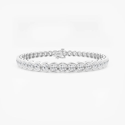 Round Lab Grown Diamond Half Bezel Tennis Bracelet