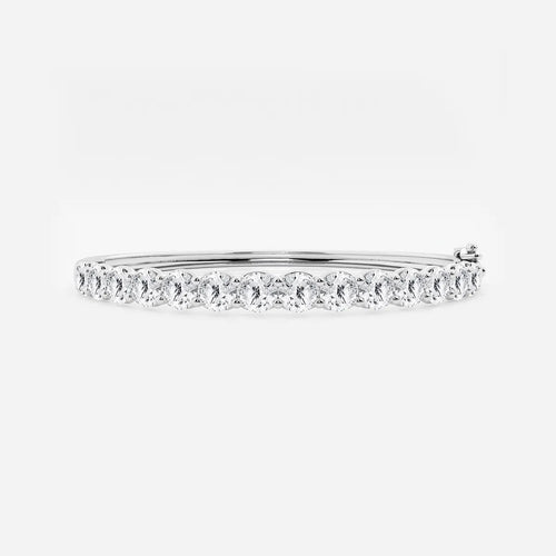 Round Lab Grown Diamond Bangle Bracelet - 7 Inches