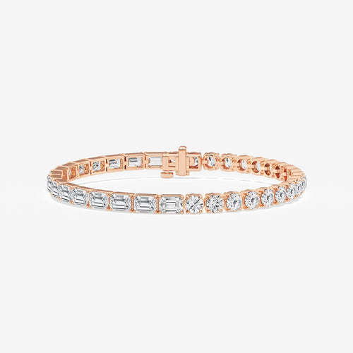 Emerald and Round Lab Grown Diamond Bracelet