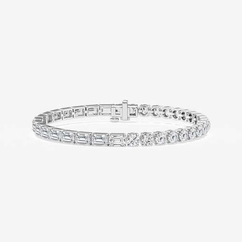 Emerald and Round Lab Grown Diamond Bracelet