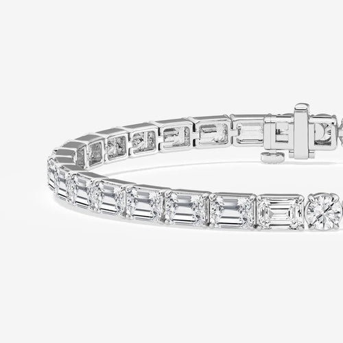 Emerald and Round Lab Grown Diamond Bracelet