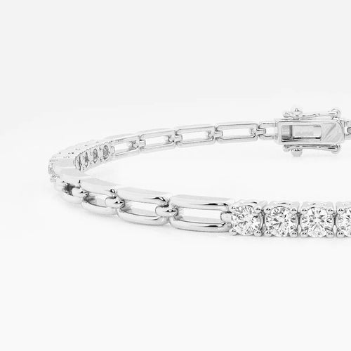 Round Lab Grown Diamond Paper Clip Bracelet