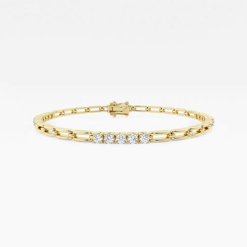 Round Lab Grown Diamond Paper Clip Bracelet