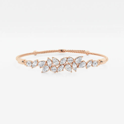 Multi-Shape Lab Grown Diamond Abstract Floral Bolo Bracelet