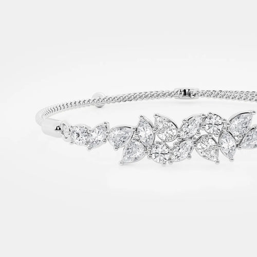 Multi-Shape Lab Grown Diamond Abstract Floral Bolo Bracelet