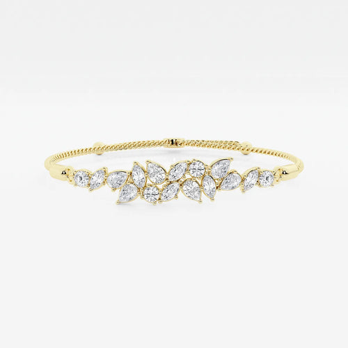 Multi-Shape Lab Grown Diamond Abstract Floral Bolo Bracelet