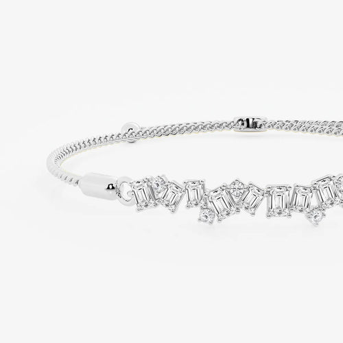 Emerald and Round Lab Grown Diamond Cascade Bolo Bracelet
