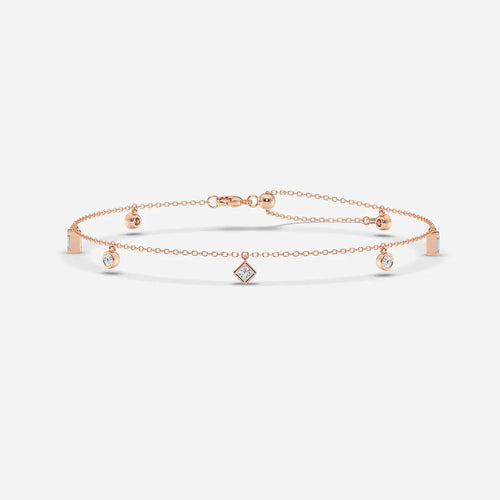 Multi-Shape Lab Grown Diamond Dangle Charm Anklet